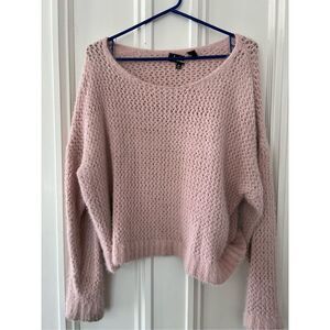 Lulus light pink loose knit cropped sweater M